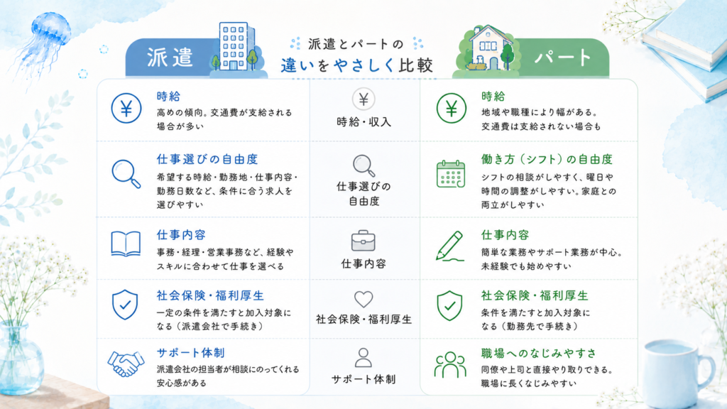 派遣とパートの違いを30秒で比較